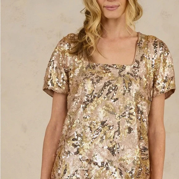 Noralee | Dresses | Noralee Nwt Daisy Dress In Bronze Sequin Mini Dress  Size L | Poshmark